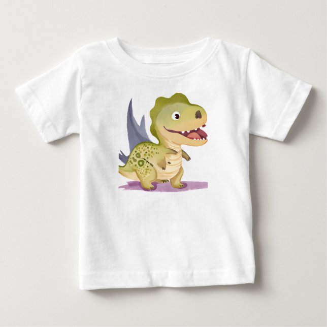 Fånig dino lycklig baby t shirt (Framsida)