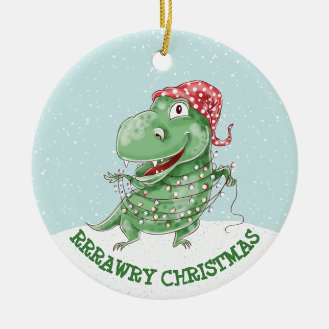 Fånig Dinosaur Personlig jul Julgransprydnad Keramik (Framsidan)