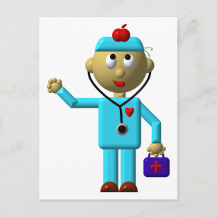 Fånig Doktor med Apple på huvudet och läkarblocket Vykort