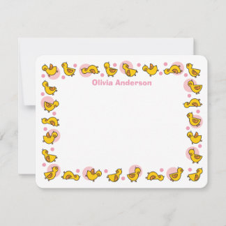 Fånig Duckies Rosa Baby Shower Tack för ditt kort