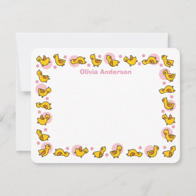 Fånig Duckies Rosa Baby Shower Tack för ditt kort (Framsida)
