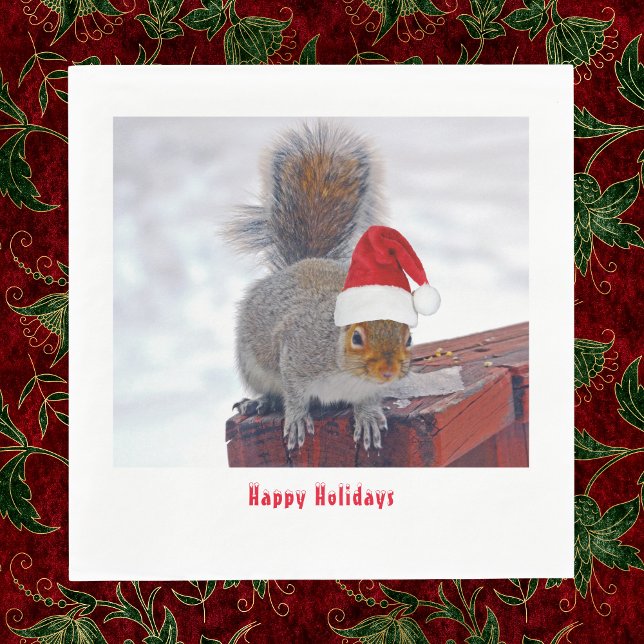 Fånig ekorre med Santa Hat Napkins Pappersservett (Skapare uppladdad)