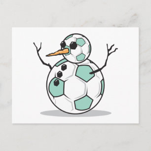 fånig fotboll snögubbe vykort