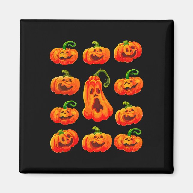 Fånig Funny Halloween Pumpkin Ansikte Spooky Jack- Magnet (Framsidan)
