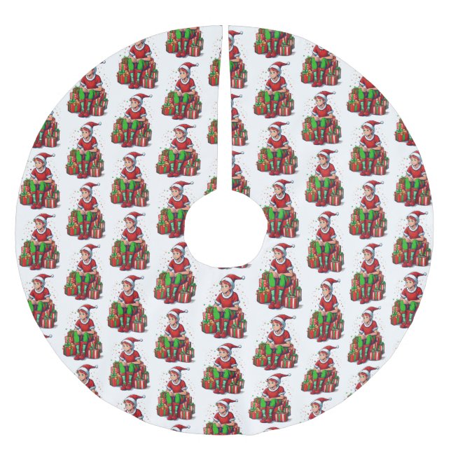 Fånig Funny jul Jultomten Elf Kid Julgransmatta Borstad Polyester (Framsidan)