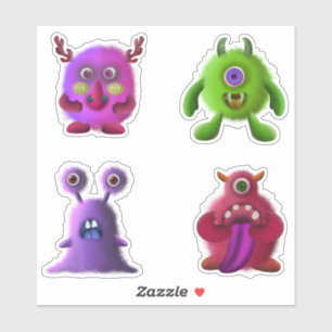 Fånig Fuzzy Neon Monster Halloween Klistermärken