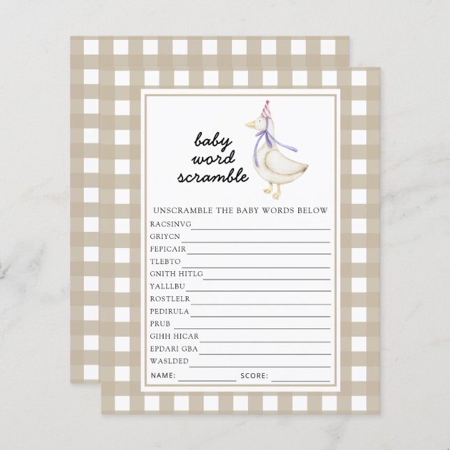 Fånig Game - Baby Ord (Fram/baksida)