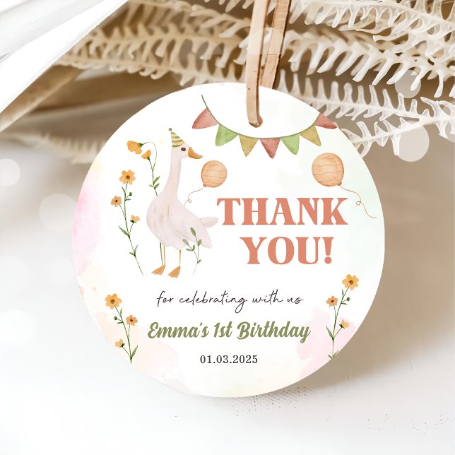 Fånig går 1:a födelsedag Party Gåvor Etiketter (Skapare uppladdad)