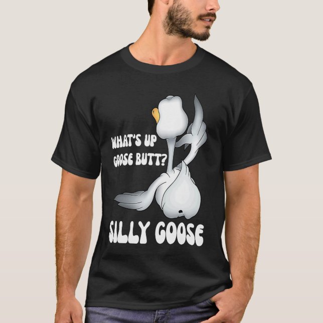 Fånig Gåsvete upp getknapp T Shirt (Framsida)