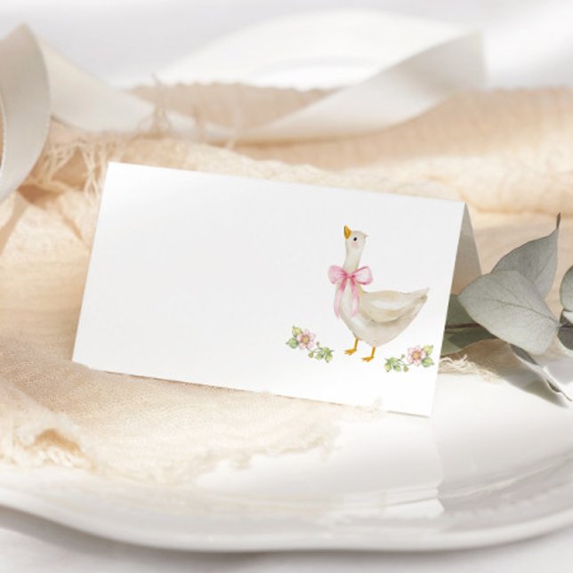 Fånig Ges Rosa Bow Baby Shower Place Card Kort (Skapare uppladdad)