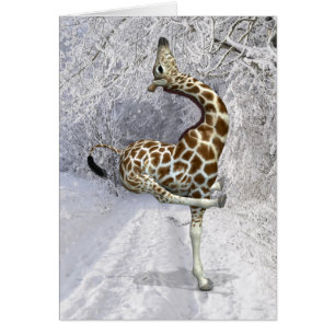 Fånig Giraffe in Winter Hälsningskort