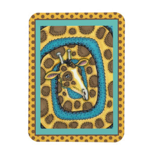 FÅNIG GIRAFFE LONG NACKE OCH SPOTS, FUNNY FOLK ART MAGNET