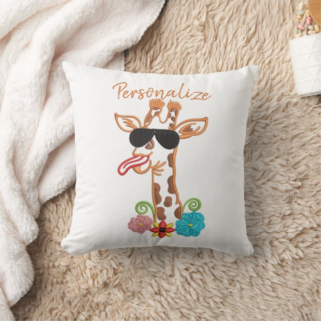 Fånig Giraffe Sunglasses Funny Ansikte Sarcastic Kudde (Filt)
