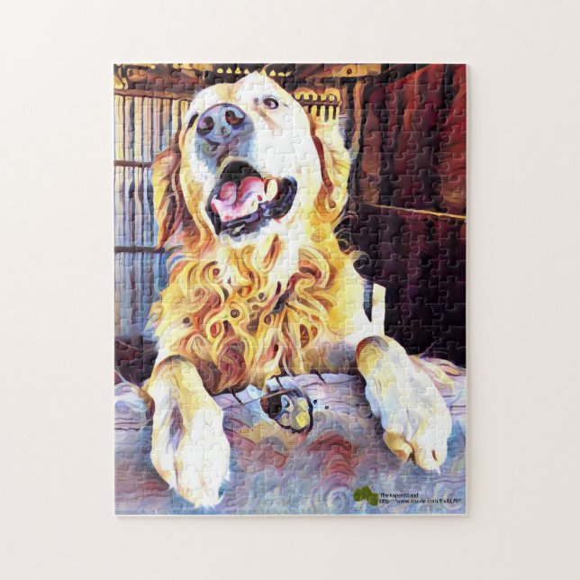 Fånig Golden Retriever-foto Pussel (Vertikal)
