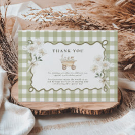 Fånig Goose 1:a födelsedagsdagen Grönt Gingham Tack Kort