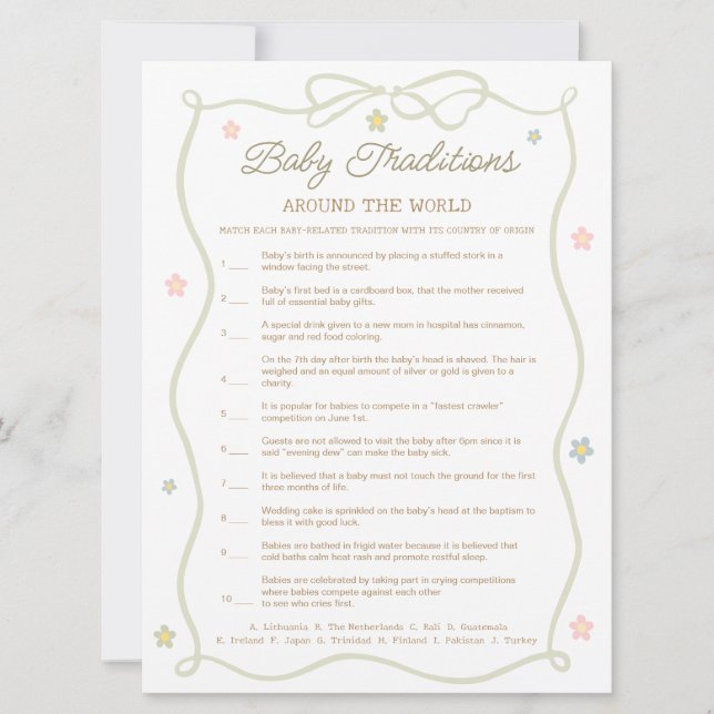 Fånig Goose Baby Shower Baby Traditions-spelkort Inbjudningar (Framsida)
