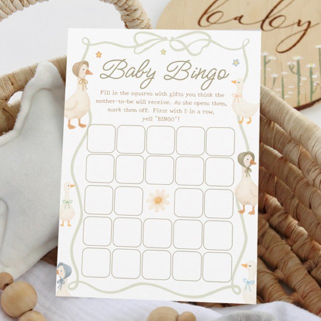 Fånig Goose Baby Shower Bingo Game Card Inbjudningar (Skapare uppladdad)