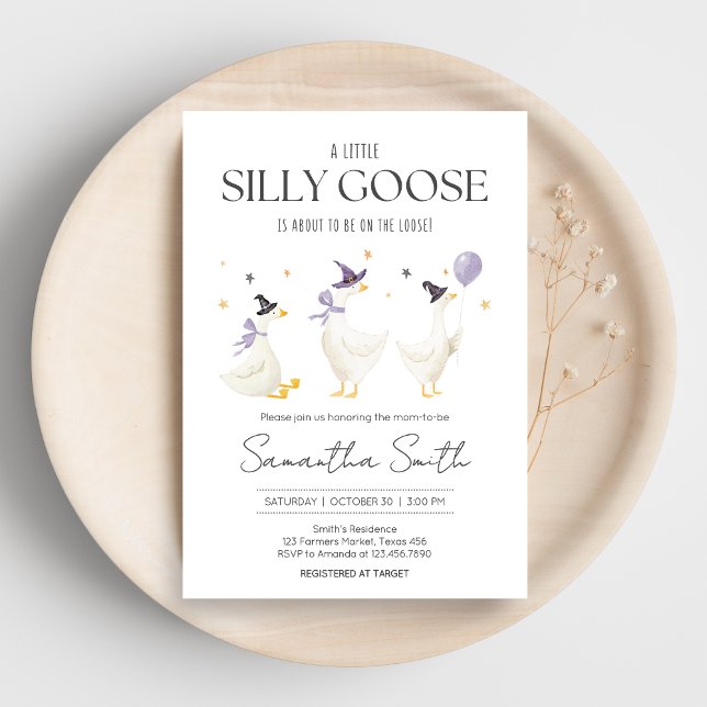 Fånig Goose Baby Shower Inbjudningar (Halloween Little Silly Goose Baby Shower invitation)