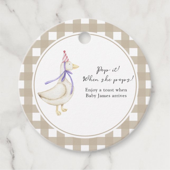 Fånig Goose Baby Shower! När hon pockar Gåvor Etiketter (Framsida)