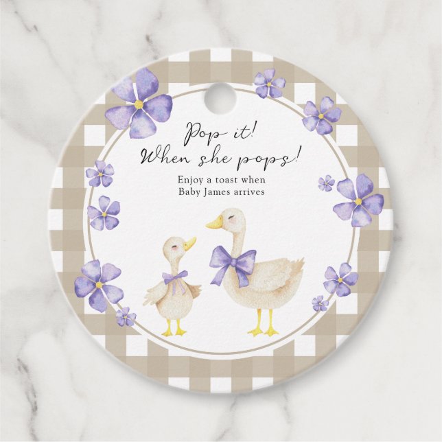 Fånig Goose Baby Shower! När hon pockar Gåvor Etiketter (Framsida)