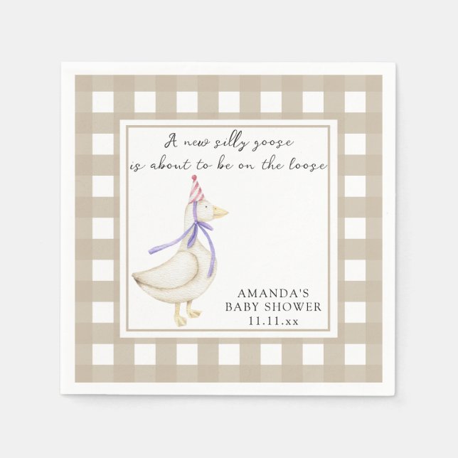 Fånig Goose Baby Shower Pappersservett (Framsidan)