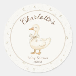 Fånig Goose Beige, bockbabydusch Tack Runt Klistermärke