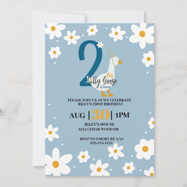 Fånig Goose Birthday Card Inbjudningar (Framsida)