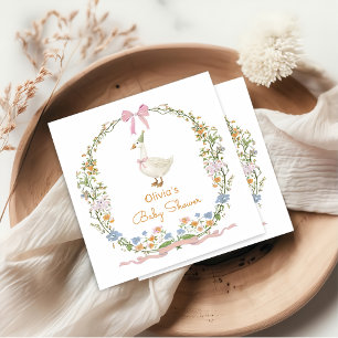 Fånig Goose Blommigt Baby Shower Napkins Pappersservett