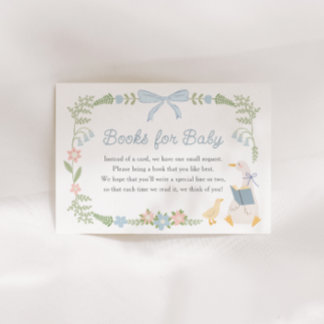 Fånig Goose Blommigt Blue Bow Bokar för Baby Tilläggskort