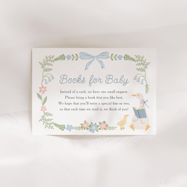 Fånig Goose Blommigt Blue Bow Bokar för Baby Tilläggskort (Skapare uppladdad)