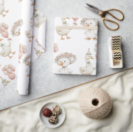 Fånig Goose Blomsterträdgård Mushroom 1:a födelsed Presentpapper