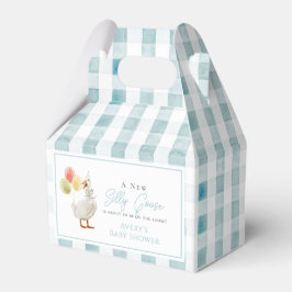 Fånig Goose Blue Gingham Baby Shower Presentaskar