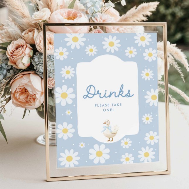 Fånig Goose Boy Baby Shower Drinks Poster (Boy Silly Goose Drinks Sign)