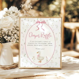 Fånig Goose Diaper Raffle Girl Baby Shower Poster