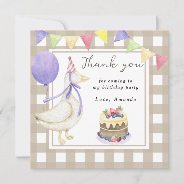 Fånig Goose födelsedagsfest tack Inbjudningar (Framsida)