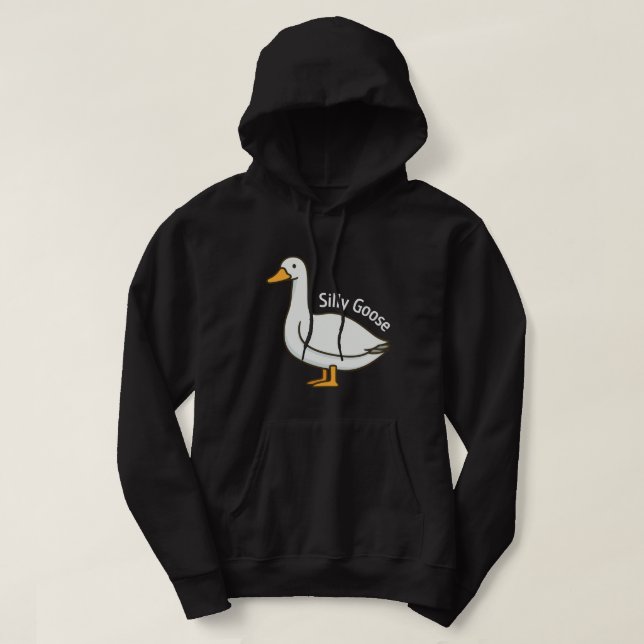 Fånig Goose Funny Tecknad Goose Hoodie (Design framsida)