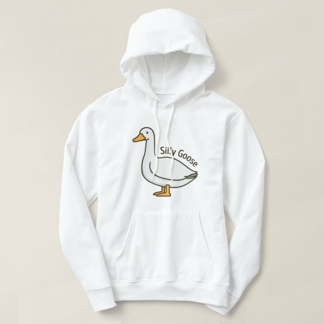 Fånig Goose Funny Tecknad Goose Hoodie (Design framsida)