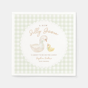 Fånig Goose Gingham Anka babydusch Pappersservett