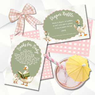 Fånig Goose Gingham Baby Shower Raffle Inbjudningar