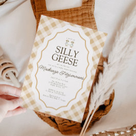 Fånig Goose Gingham Twin Baby Shower-inbjudan Inbjudningar