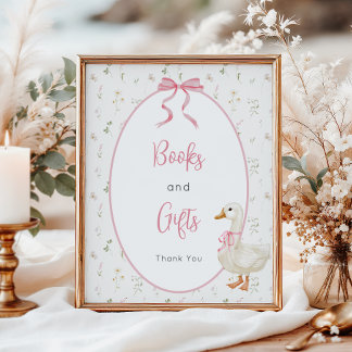 Fånig Goose Girl Baby Shower Bokar and Gifts Poster