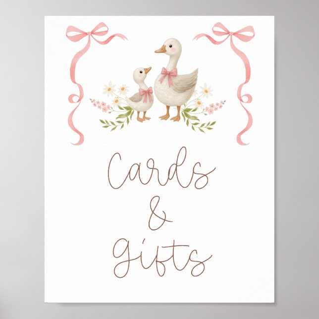 Fånig Goose Girl Baby Shower Cards and Gifts Poster (Framsidan)