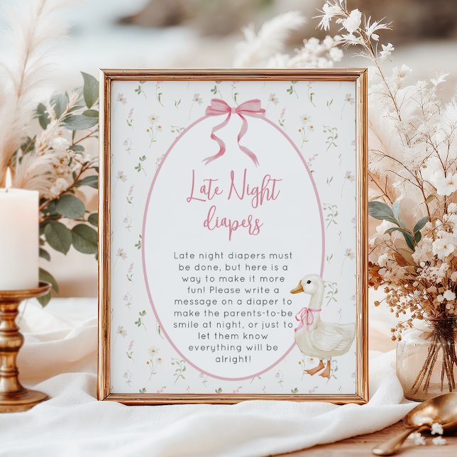 Fånig Goose Girl Baby Shower Late Nattblöjor Poster (Skapare uppladdad)