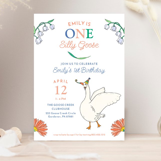 Fånig Goose Girl's First Födelsedagsfest inbjudan (Skapare uppladdad)