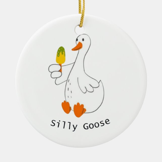 Fånig goose, Lung Goose, Goose Älskare Julgransprydnad Keramik (Framsidan)