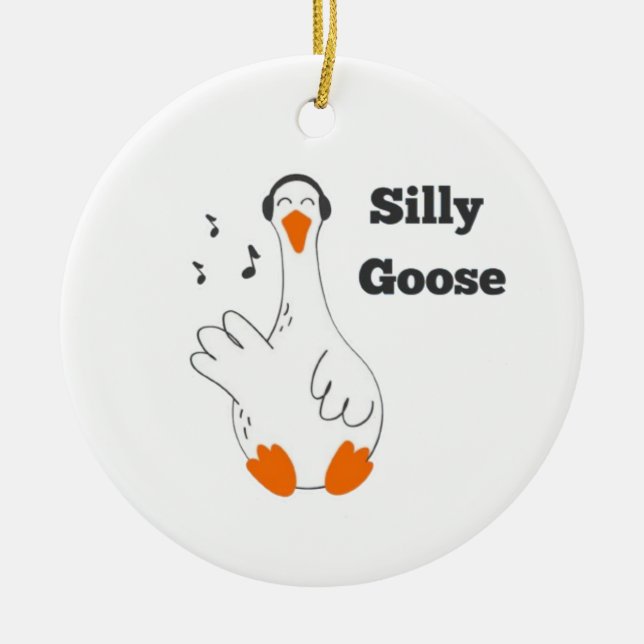 Fånig goose, Lung Goose, Goose Älskare Julgransprydnad Keramik (Framsidan)