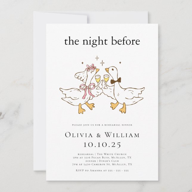 Fånig Goose Lusnys Rehearsal Middag Inbjudningar (Framsida)