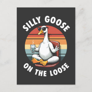 Fånig Goose på den förlorade meditationen Yoga Ret Meddelande Vykort