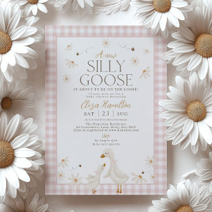 Fånig Goose på Rosan Gingham för den förlorade bab Inbjudningar