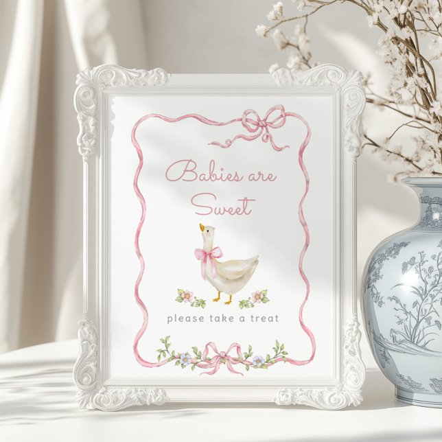 Fånig Goose Rosa bow Spädbarn är söt Poster (Skapare uppladdad)